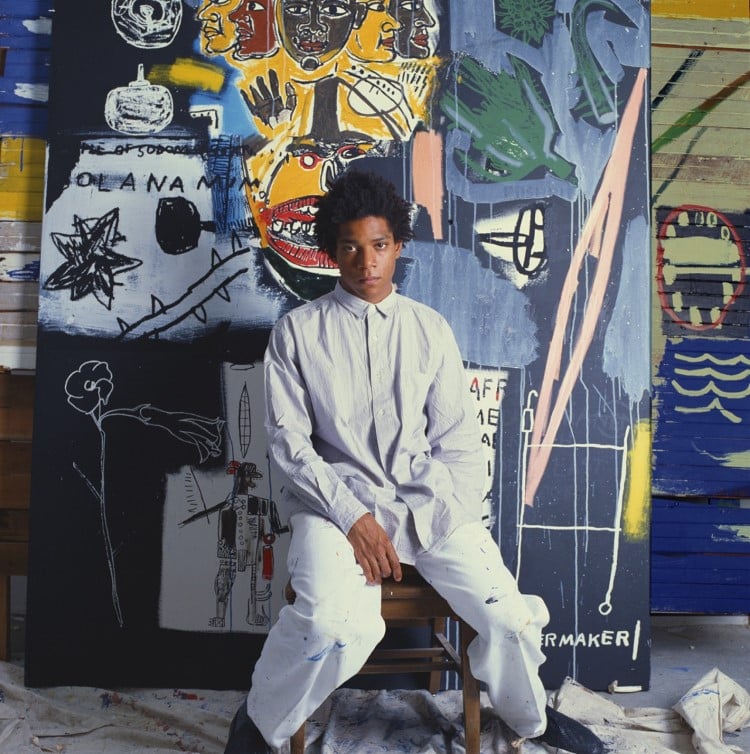 Jean-Michel Basquiat Sitting in LA Studio